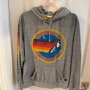 Aviator Nation Gray Hoodie with Multicolor Logo